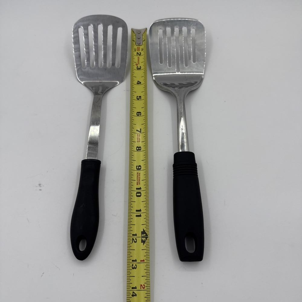 Lot Of Two Stainless Steel Spatulas With Slotted Heads